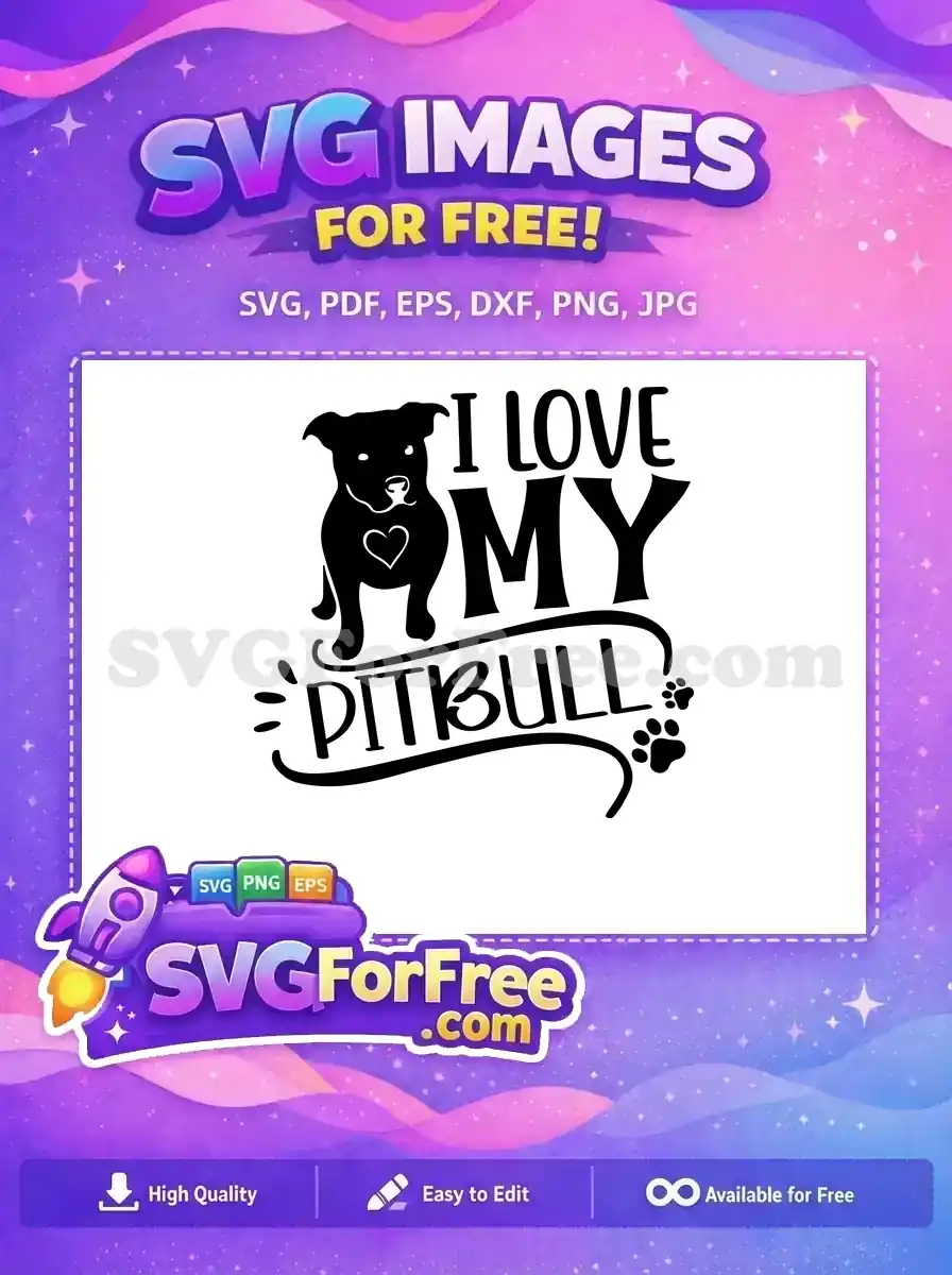 Free Cute Black Pitbull Free Heart Pawprint Design Dog Quotes Free SVG