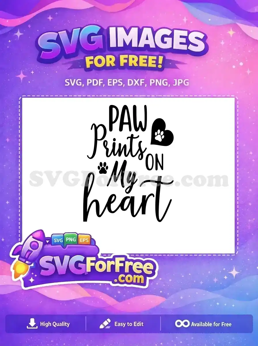 Free Black Paw Prints Free Heart Loved Dog Quotes Free SVG