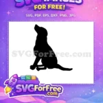 Free Black Silhouette Free Sitting Dog Pet Design Free SVG - Instant Download