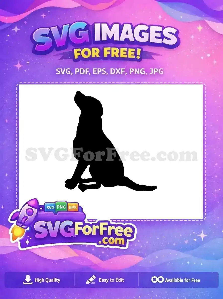 Free Black Silhouette Free Sitting Dog Pet Design Free SVG