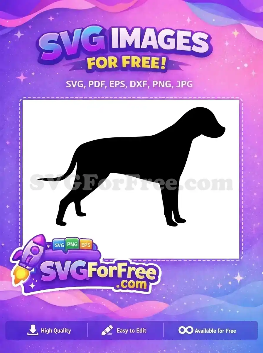 Free Black Dog Free Standing Silhouette Animal Design Free SVG