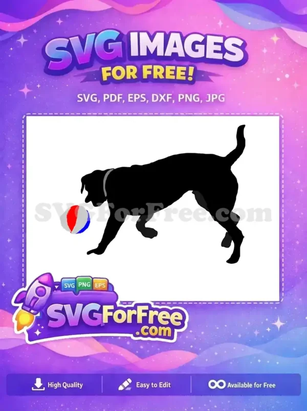 Free Black Dog Silhouette Free Colorful Ball Pet Design Free SVG Free Black Dog Silhouette Free Colorful Ball Pet Design Free SVG