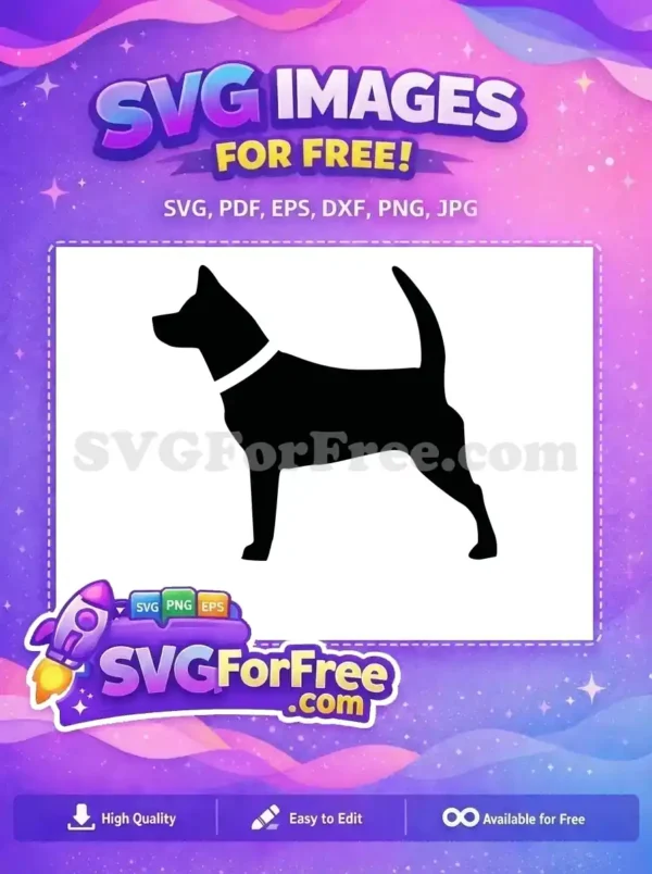 Free Standing Black Dog Free White Collar Loyal Pet Art Free SVG