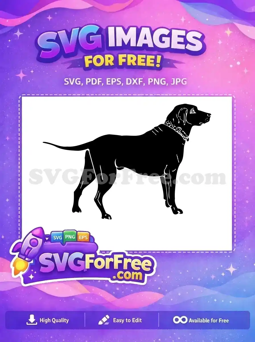 Free Black Dog Silhouette Free Patterned Collar Pet Art Free SVG