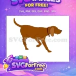 Free brown dog with collar Free walking hound pose Dog Silhouette Free SVG - Instant Download