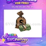 Free brown dollar bag Free green hundred bills money wealth Free SVG - Instant Download