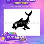 Free Happy Cute Dolphin Free Black White Silhouette Ocean Aquatic Free SVG - Instant Download