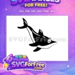 Free Smiling Black White Free Playful Ocean Creature Marine Life Free SVG - Instant Download