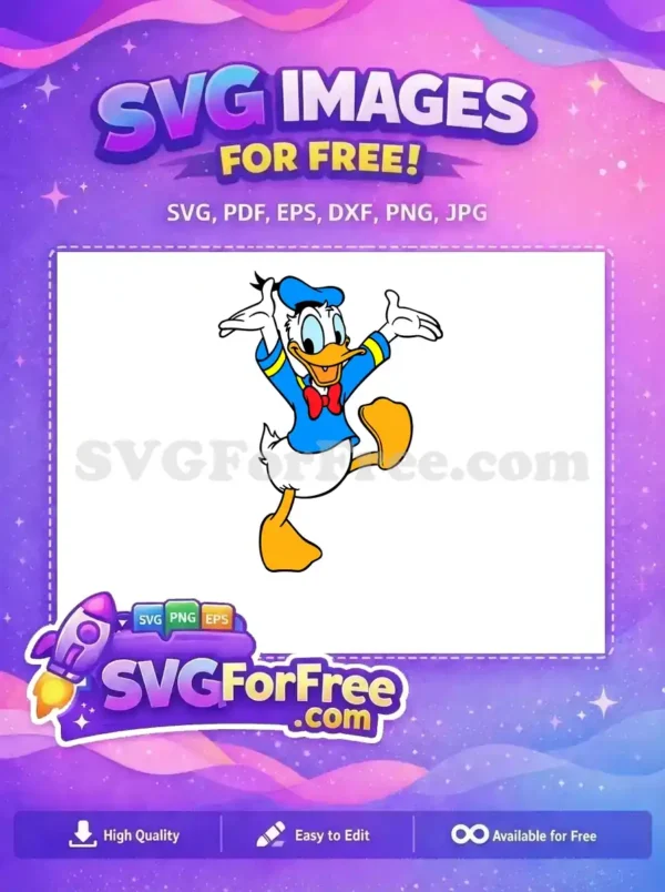 Free Excited Donald Blue Free Red Bowtie Disney Free SVG