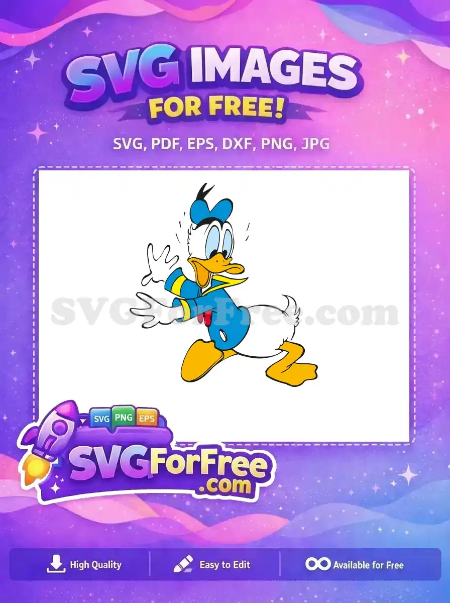 Free Donald Duck Surprised Blue Outfit Free Running Pose Disney Cartoon Free SVG