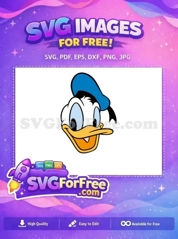Free Cheerful Donald Face Free Blue Hat Design Disney Free SVG