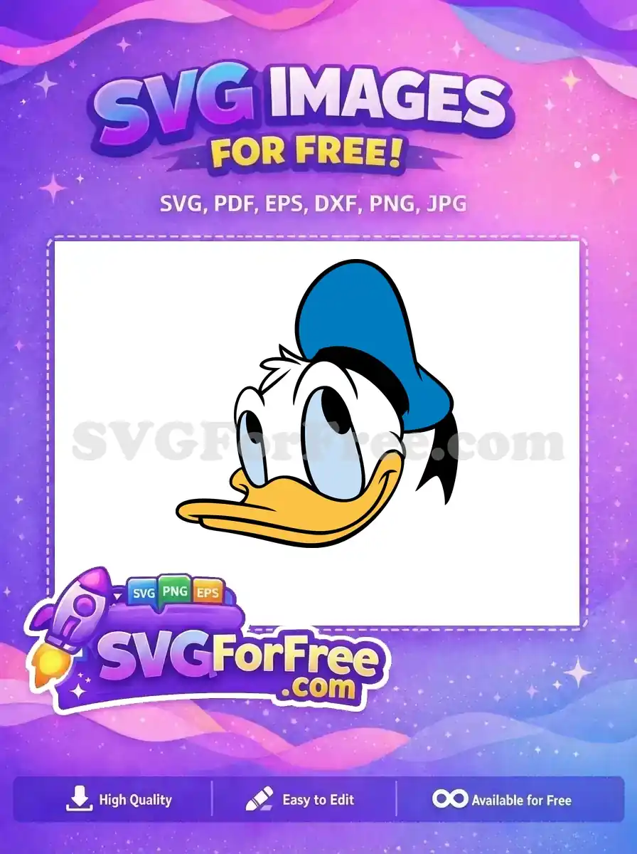 Free Smiling Donald Duck Free Blue Sailor Hat Disney Character Free SVG