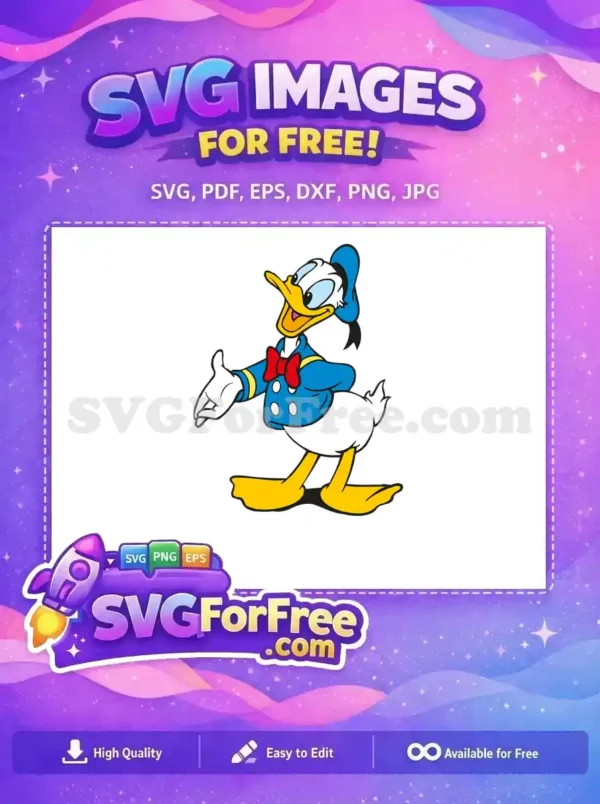 Free Happy Donald Duck Free Red Bow Tie Disney Cartoon Free SVG