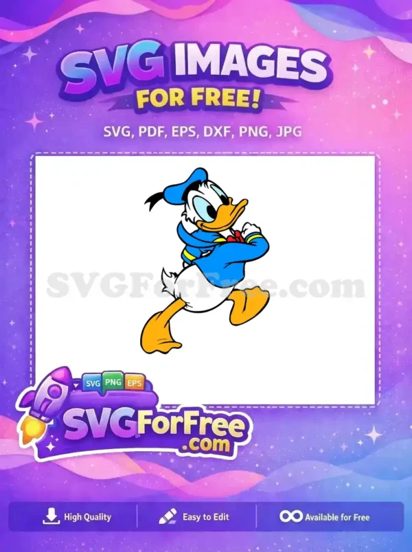 Free Energetic Donald Duck Free Blue Sailor Suit Disney Cartoon Free SVG