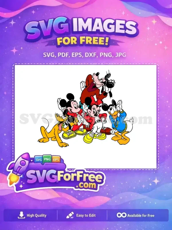 Free Happy Mickey Donald Minnie Free Goofy Pluto Disney Friends Free SVG