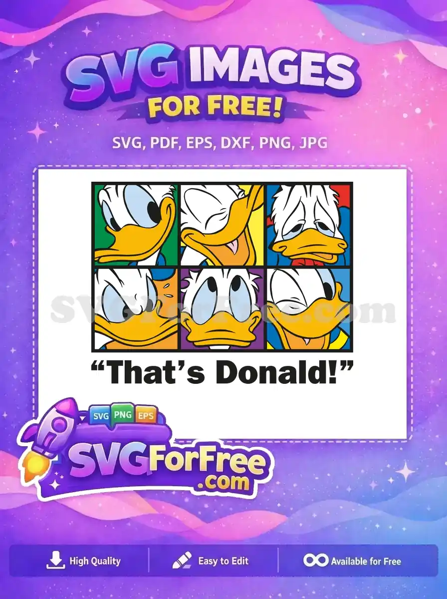 Free Varied Expressions Free Iconic Blue Outfit Donald Duck Disney Free SVG