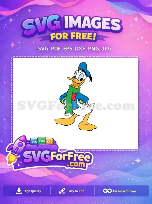 Free Smiling Donald Free Blue Hat Green Scarf Disney Free SVG Free Smiling Donald Free Blue Hat Green Scarf Disney Free SVG