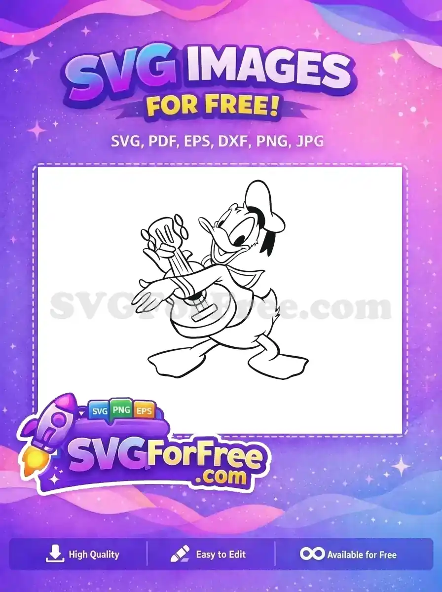 Free Donald Duck Ukulele Free Sailor Hat Outline Disney Character Free SVG