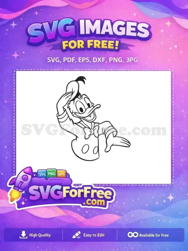 Free Donald Duck Shrugging Free Classic Bow Tie Disney Cartoon Free SVG
