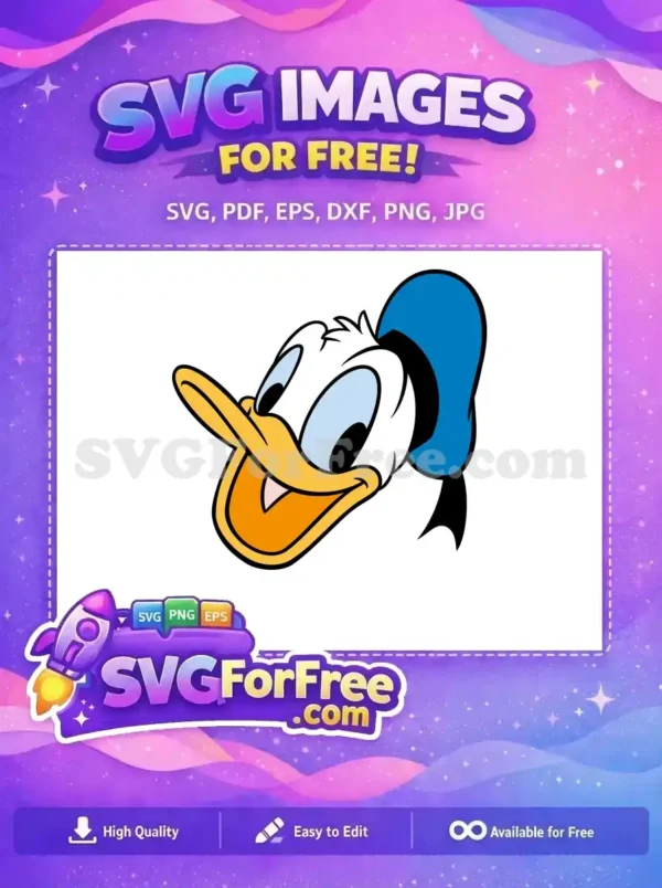 Free Happy Donald Duck Free Blue Hat Disney Cartoon Free SVG