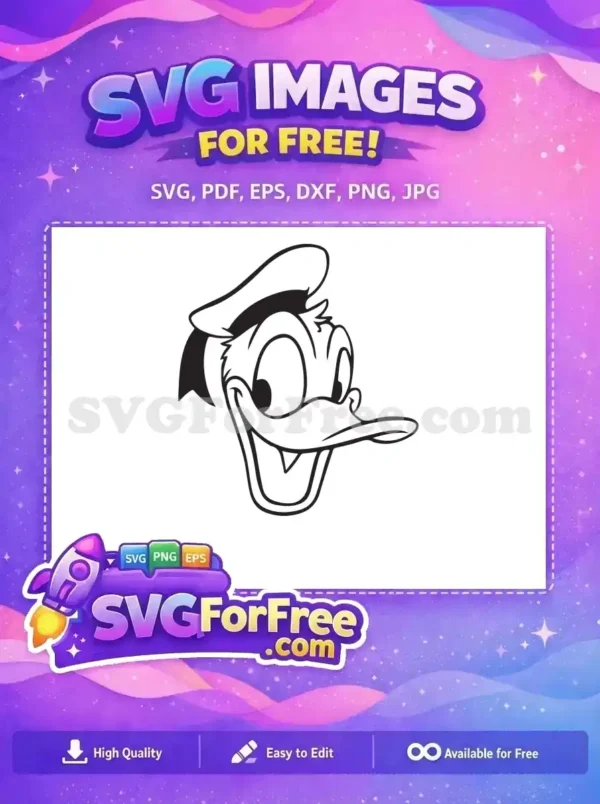 Free Happy Donald Free Outline Hat Disney Free SVG