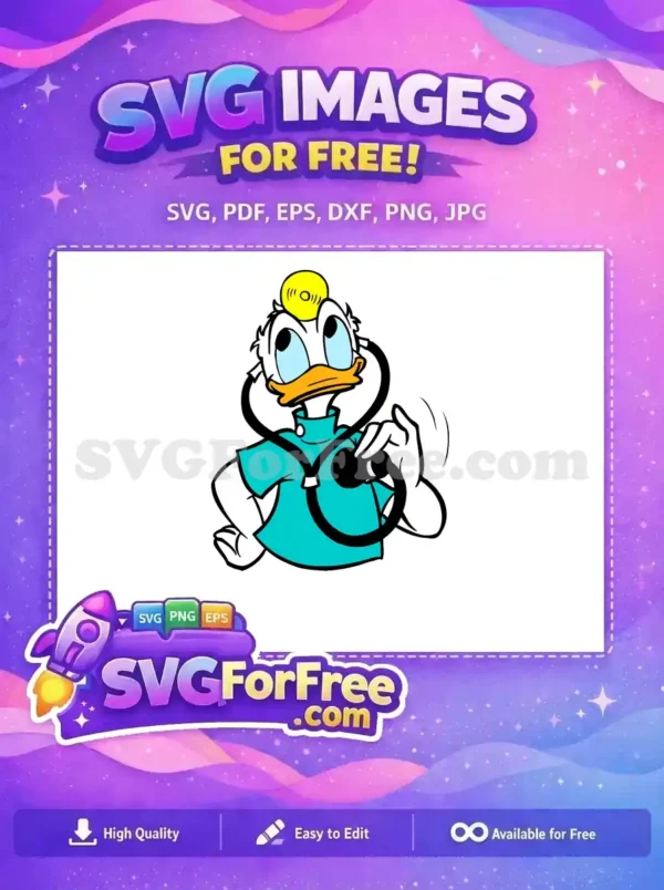 Free Donald Duck Teal Scrubs Free Stethoscope Doctor Disney Free SVG