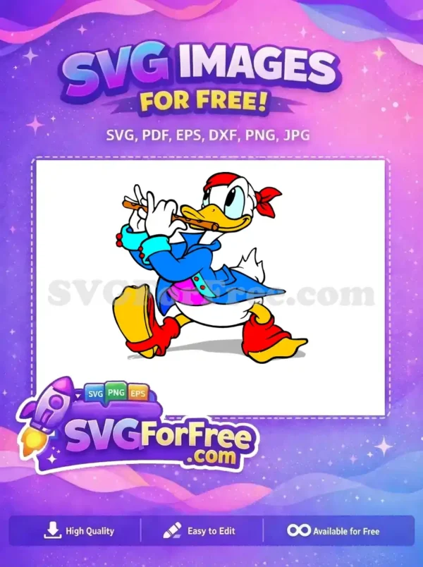 Free Donald Duck Flute Free Red Bandana Blue Jacket Disney Free SVG