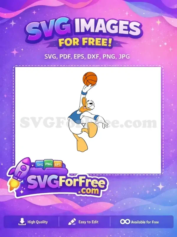 Free Donald Duck Blue Jersey Free Slam Dunk Basketball Disney Free SVG