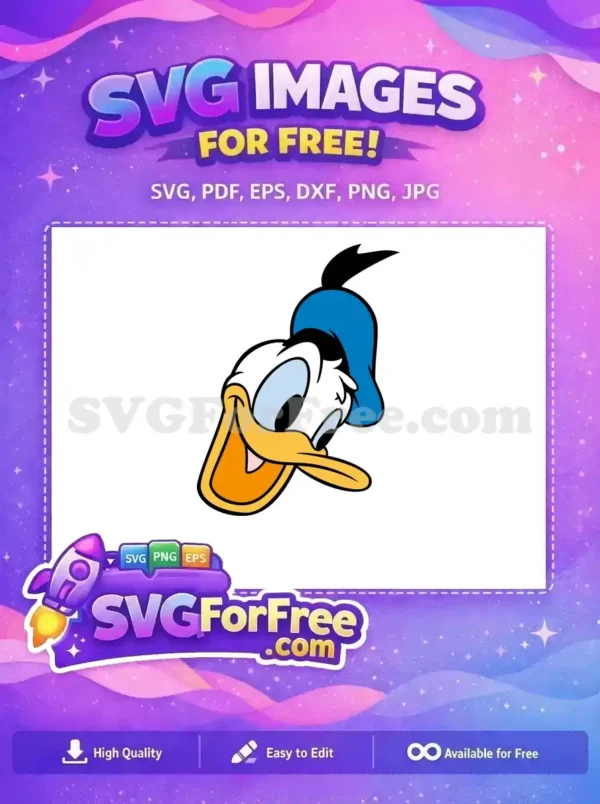 Free Happy Donald Duck Free Blue Hat Disney Free SVG