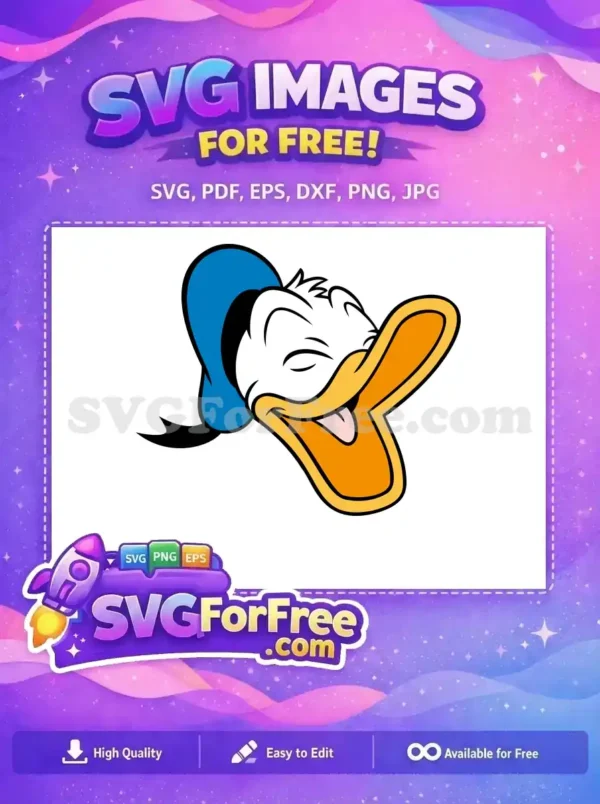 Free Happy Smiling Donald Duck Face Free Blue Hat Disney Free SVG