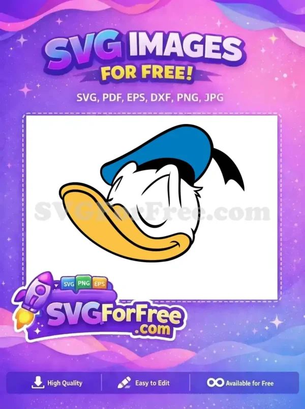 Free Donald Duck Face Free Blue Hat Disney Cartoon Free SVG