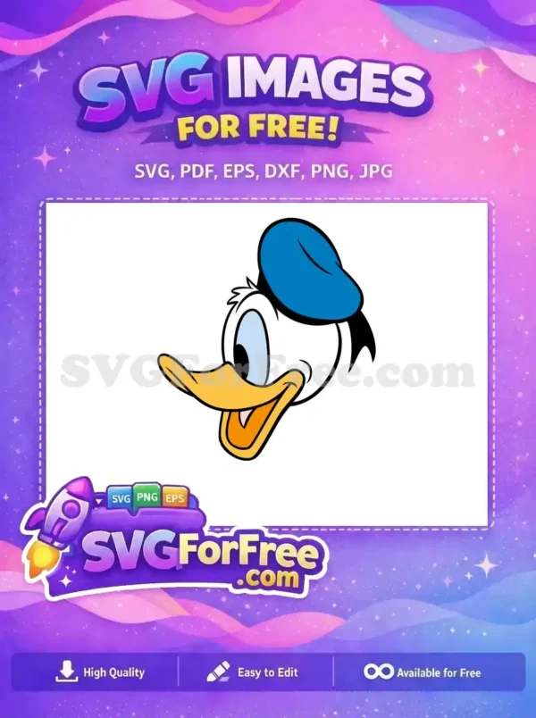 Free Smiling Donald Duck Free Blue Hat Disney Character Free SVG