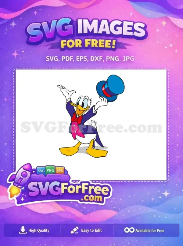 Free Donald Duck Free Purple Jacket Blue Hat Disney Free SVG
