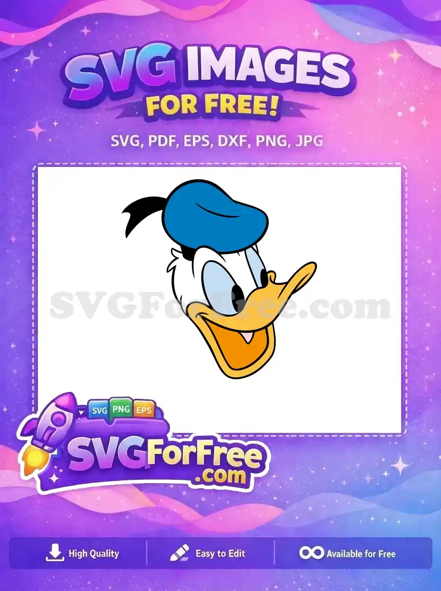 Free Happy Smiling Duck Free Blue Cap Beak Disney Free SVG