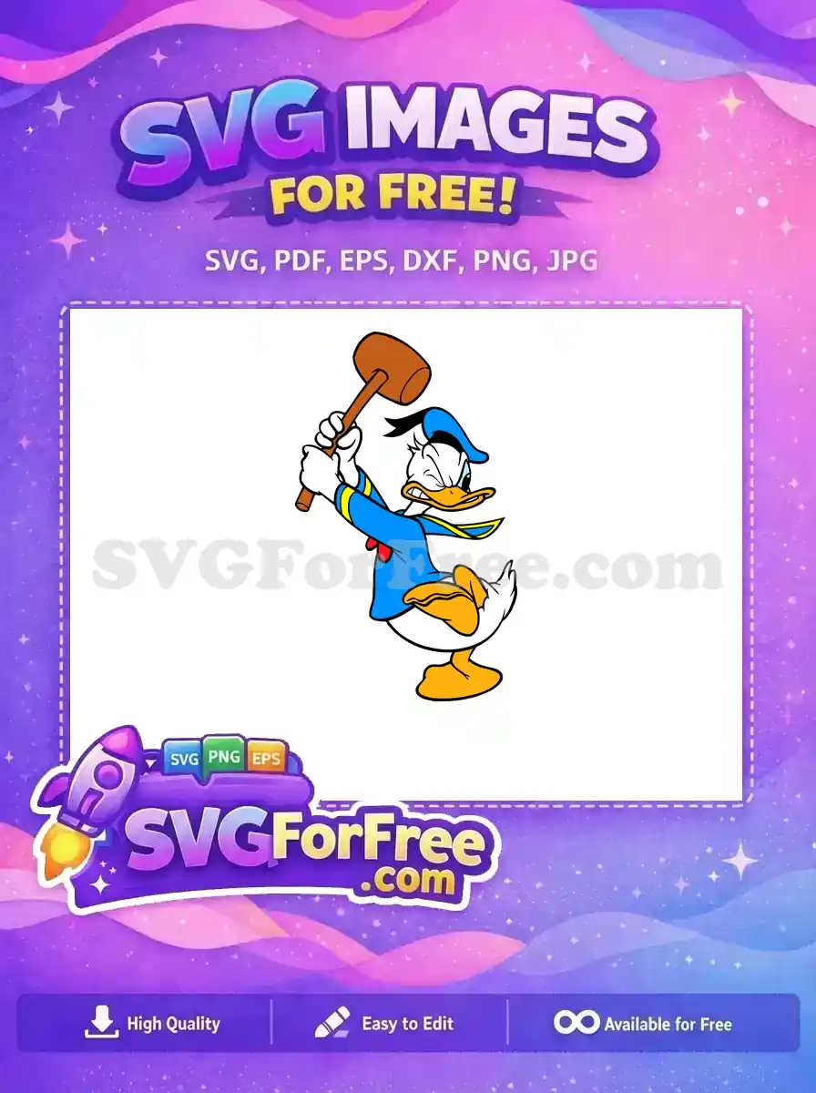 Free Angry Donald Mallet Free Blue Gritting Disney Free SVG