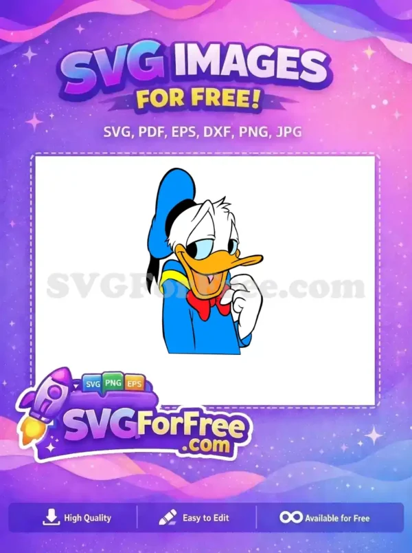 Free Happy Donald Duck Free Blue Hat Bow Disney Free SVG