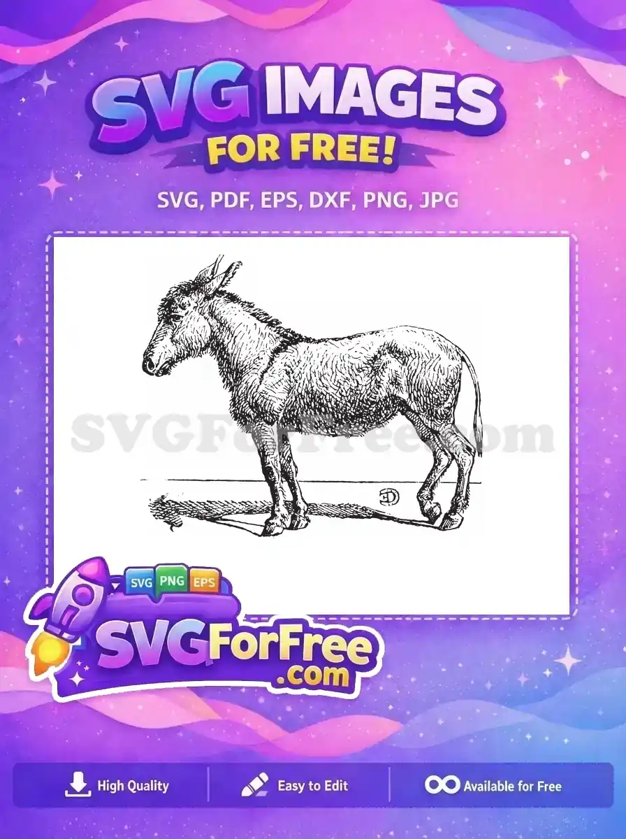 Free Majestic Donkey Outline Stencil Free Hand Drawn Rustic Donkey Free SVG