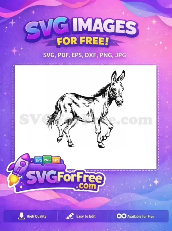 Free Walking Donkey Outline Free Detailed Mane Ears Farm Animal Free SVG