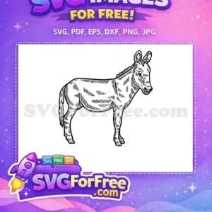 Free Black Outline Drawing Free Textured Line Art Donkey Free SVG