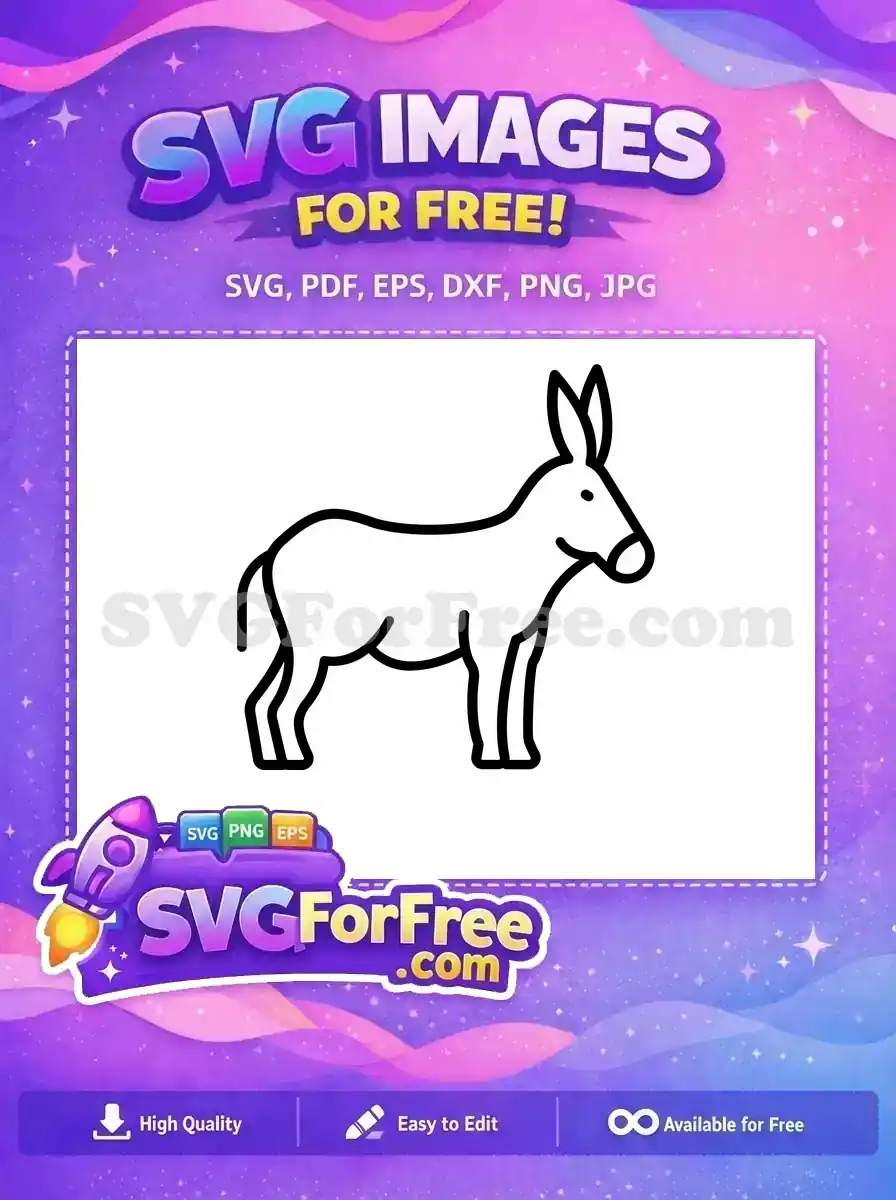 Free Happy Donkey Character Free Simple Outline Art Shrek Film Free SVG