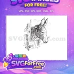 Free Donkey Peeking Over Fence Free Detailed Black Outline Shrek Free SVG - Instant Download