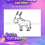 Free Happy Smiling Donkey Free Black White Outline Farm Animal Free SVG - Instant Download