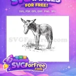 Free Classic Outline Sketch Free Pensive Farm Donkey Shrek Free SVG - Instant Download