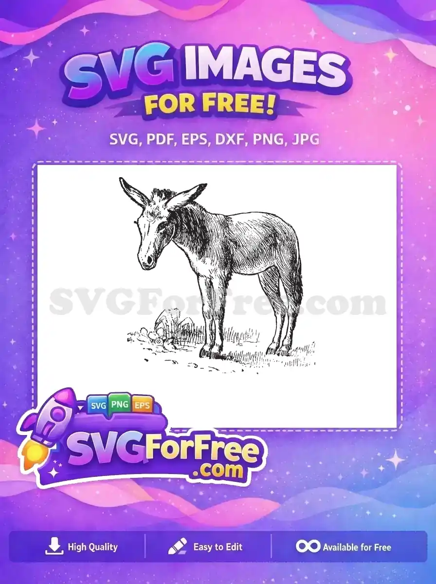 Free Classic Outline Sketch Free Pensive Farm Donkey Shrek Free SVG