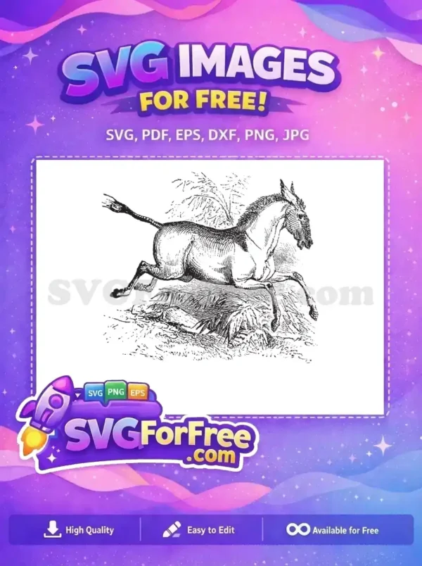 Free Dynamic Running Donkey Free Classic Black Outline Donkey Outline Free SVG