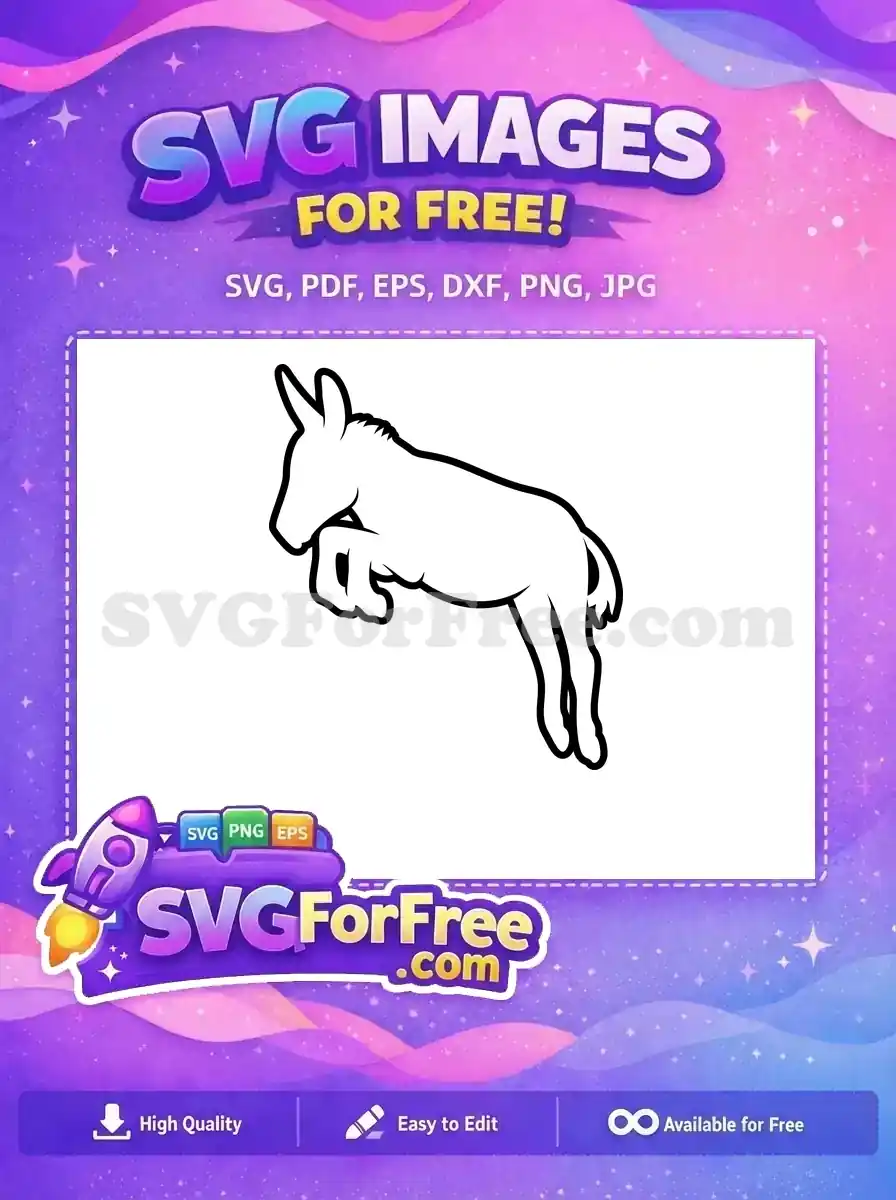 Free Dynamic Jumping Free Clean Black Outline Donkey Outline Free SVG