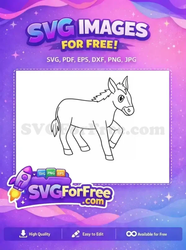 Free Smiling Donkey Free Outline Design Farm Animal Free SVG
