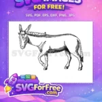 Free Black Outline Donkey Free Walking Pose Shrek Free SVG - Instant Download