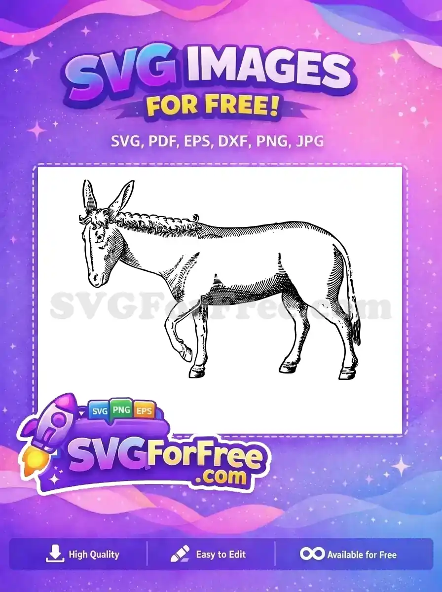 Free Black Outline Donkey Free Walking Pose Shrek Free SVG