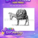 Free Heavily Loaded Free Outline Design Donkey Outline Free SVG - Instant Download